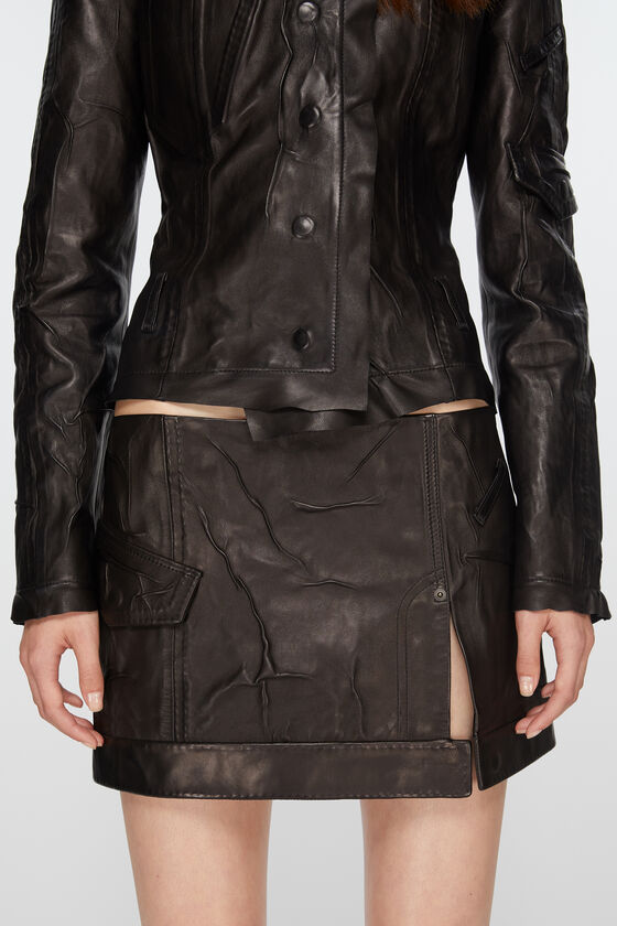 (image for) High-Performance Creased leather mini skirt